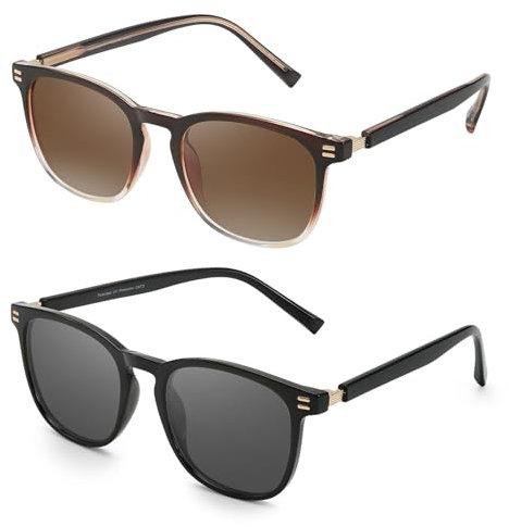 Myiaur 2 Pack Sonnenbrille Damen Polarisierte UV400 Sonnenbrille für Autofahren & Outdoor, Modisches Set mit Blendungsschutz