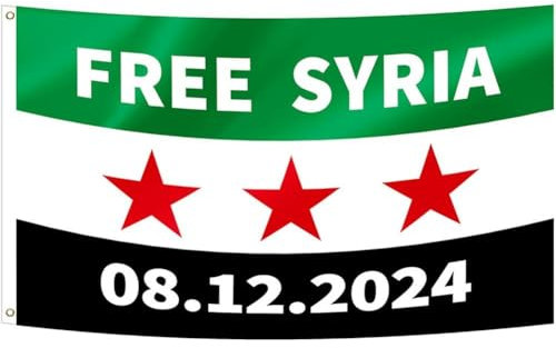 Muteitt Kostenlose Syrische Flagge, Syrische DREI-Sterne-Flagge, Banner Zum Aufhängen, Heimdekoration, Syrien-Flagge, Banner Zwei Metallösen