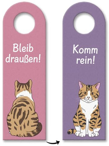 Bleib draußen Komm rein niedliche Katze Türhänger für Katzenliebhaber - lustiges Türschild