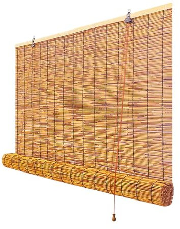 Tenda Bamboo Esterno Tapparelle Avvolgibili Bamboo Tenda a Rullo in Bambù Naturale 150x250 120x200 70x130 50x220 100x260 140x180 160x300cm Per Veranda Cucina 70% Oscuramento Facile Da Installare