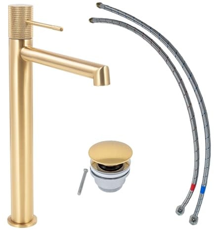 SCHÖNER WOHNEN-Kollektion Waschtischarmatur KADIA L, Mattgold, Wasserhahn geeignet für Aufsatzwaschbecken in Ihrem Bad