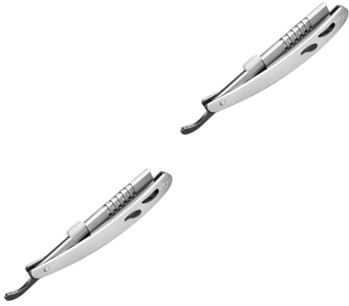 FOMIYES 2Pcs Rasiererhalter aus Edelstahl. Friseurrasiererhalter shaver holder Rasiererhalterung Bart Trimmer Männer Rasiererversorgung für Klingen manueller Rasierklingenhalter Silver