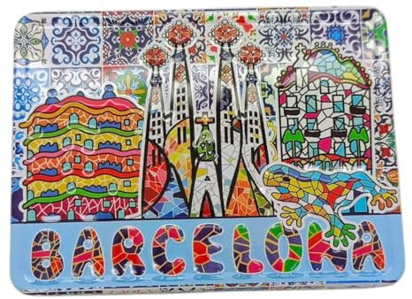 BDM - Imán de Barcelona, Sagrada Familia, Parque Güell, Recuerdos de Viaje, Mosaico Gaudí, Museo Dalí, Souvenir Barcelona - Modelo 2