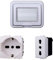 Kit Placca Scatola 503 Premontato IP55, 3 Moduli Presa Schuko + Presa Bipasso 10/16A, Compatibile Con Bticino Living, Colore Bianco, Placca Stagna Idrobox Incasso Da Esterno