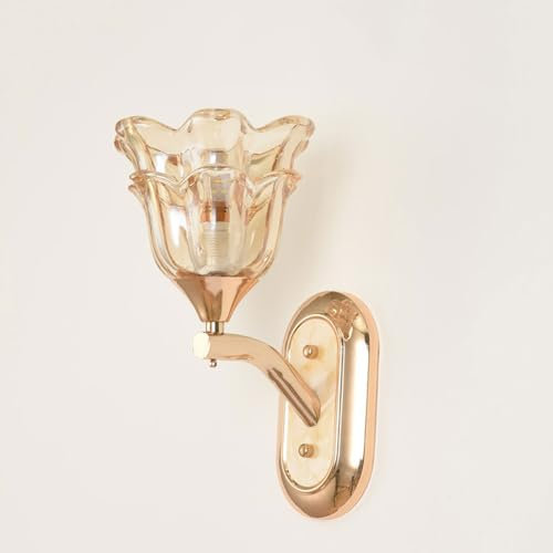 LLXDFUU Luminaires muraux en verre de couloir de luxe moderne E14 Lampe murale en or avec applique murale en verre d’or rose pour le salon Veilleuse décorative pour les foyers de chambre d’enfants Lam