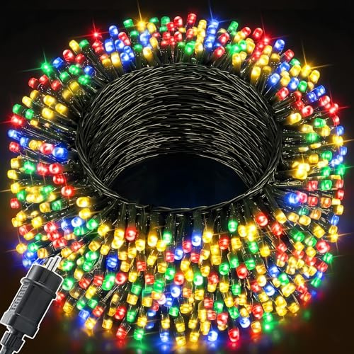 Meision Lichterkette Außen 100m 1000LED, Lichterkette Innen mit 8 Modi Timer Speicherfunktion IP44 Wasserdicht, Lichterketten Außen Strom für Camping, Garten, Balkon deko, Bunt