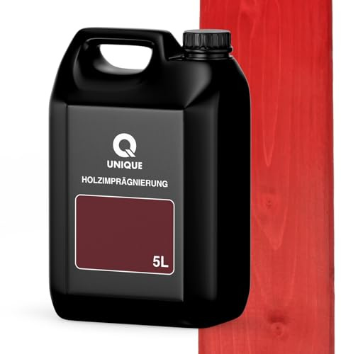 Q UNIQUE Holzimprägnierung Farbton 2in1 5L | Rot Holzschutz für außen & innen | Wetterfest & UV-beständig | Für Zäune, Gartenmöbel, Terrassen, Holzfassaden