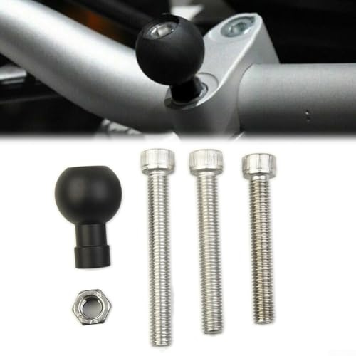 Motorcycle Handlebar Clamp Base with 1 Inch Ball and M8 Bolts, 6061 Aluminum Alloy Mount Compatible with RAM-B-367U and RAM Mount Systems