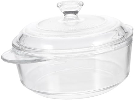 Kochtopf Temperiertes Glas 1l mit Deckel und Doppelgriffen | Suppe und Brei, Hitzebeständig für Mikrowelle und Ofen, Glatt, Antihaft, für Kleine Haushalte