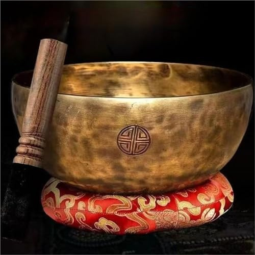 Singing Bowl, fullmåne klangskål, klubbkudde, kopparljudskålset, musikterapi, sonoterapi, ljudläkning, meditationsinstrument (27-28 cm)