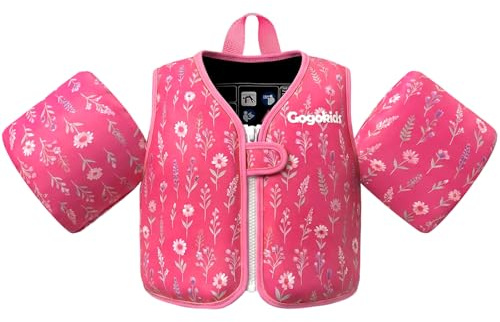 Gogokids Kinder Schwimmweste mit Schwimmärmeln, Kleinkinder Schwimmjacke mit Zwei Armbändern Kinder Schwimmhilfe Auftrieb für 2-6 Jahre/15-30KG Perfekt für Pool, Schwimmunterricht und Wasserpark
