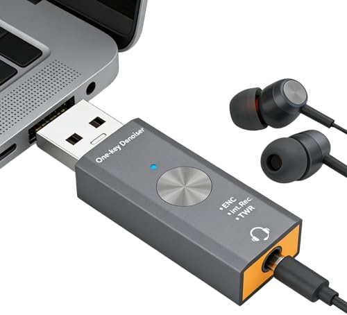 Tarjeta De Sonido Externa Adaptador USB A 3.5mm con Reducción De Ruido | Conversor de Audio Para Streaming En Locución Reuniones Grabación Doméstica Producción Musical Estudio Juegos
