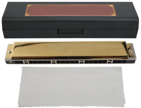 Omquot 24-Loch-Tremolo-Mundharmonika, Helles Metallinstrument für Anfängerkinder, eine Schlüsselmundharmonika Zum Lernen, ABS-Harzmaterial (A#)