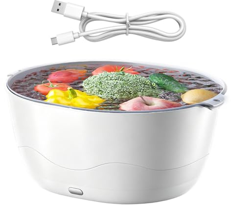 Vegetable Washing Machine Automatic Cleaning Double-Layer Waterproof | Electric Vegetable Washing Basket for Home Kitchen Sink Counter Indoor House Apartment Cooking