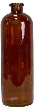 Burnt Amber Tall Glass Bottle Vase, Amber, 11 x 11 x 34 cm, for Dried Stems and Shelf Styling