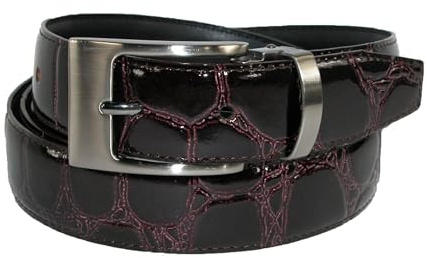 Leather Croc Print Dress Belt with Clamp On Buckle