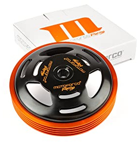 Kupplungsglocke RACING Minarelli 107mm | Offene Konstruktion, Kühlrippen zur Kühlung kompatibel mit Yamaha Aerox 50 Cat ab Bj. 2003, Yamaha Aerox 50 ab Bj. 1999