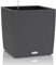 Lechuza Self Watering Plant Pots CUBE Cottage 50 Rattan Look Plastic Garden Outdoor Indoor Planter with Drainage Hole H50 L50 W50 cm Granite