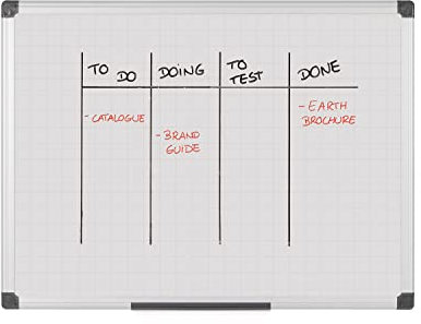 Bi-Office Maya Gridded Magnetic Aluminium Framed Whiteboard 60x45cm