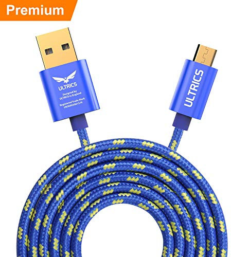 USB to Micro USB Cable 2M, Braided Micro USB Charger Cable, USB Micro Cable, Android Charger Cable, Micro USB Charging Cable for Samsung Galaxy S7 Edge S6 S5 J7 J6 J5 J3 A6 A10, Huawei, Kindle, PS4