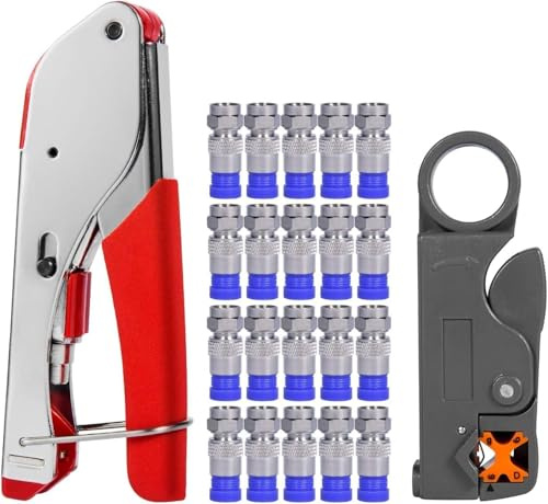 Crimpzange, wasserdichte Steckverbinder Crimpzange für 4, 6, 8 Pole Modular-Stecker, Abisolierzange, silber, Coax cable crimper