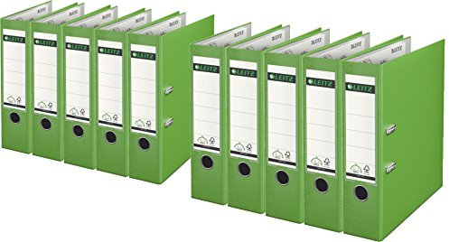 Leitz 1010-50 Qualitäts-Ordner Plastik-Cover (A4 breit | 10er Pack, hellgrün)