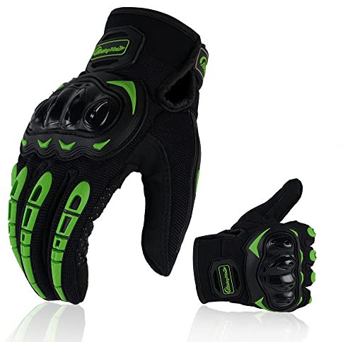 ARTOP Motorradhandschuhe Touch Screen Anti-Rutsch Anti-Kollision Motorrad Handschuhe Sehr Guter Schutz für Herren(Grün, XL)