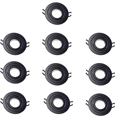 wonderlamp 10 Unidades Foco empotrable Classic Redondo con Portalámparas GU10, Ángulo basculación 30°, 230V, Diametro 9.3 x 2.5 cm, Negro II