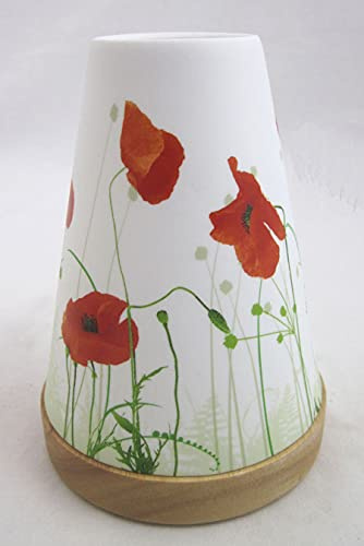 Teelichtleuchter Vintage Style Nr.32 Mohnblumen rot/weiß ca. 14,5 cm hoch