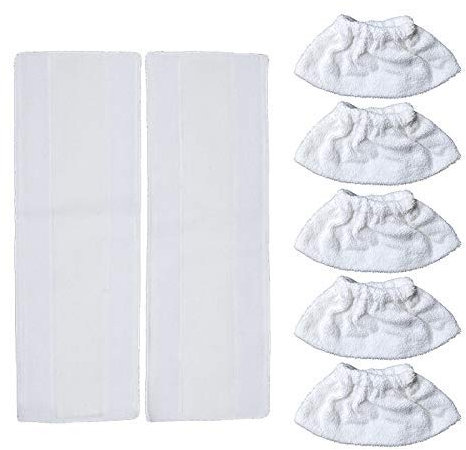 Housse de brosse de sol pour nettoyeur vapeur Karcher Easyfix SC1 SC2 SC3 SC4 SC5 2 chiffons de nettoyage et 5 housses de tête de brosse