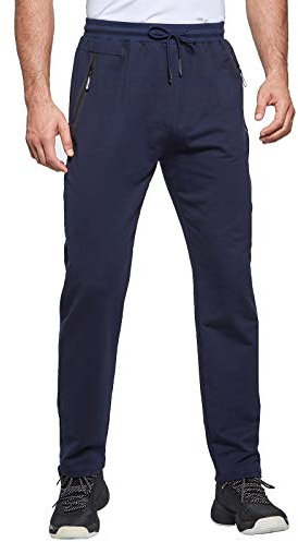 JustSun Herren Jogginghose Trainingshose Sporthose Lang Baumwolle Fitness Hosen Reissverschluss Taschen Blau XXL