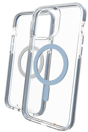 ZAGG Gear 4 Santa Cruz Snap D30 Protective Case for iPhone 13 Pro Max, Slim, Shockproof, Wireless Charging, MagSafe, (Clear/Blue)