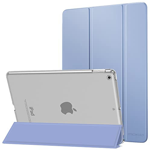 MoKo Funda para Nuevo iPad 9ª Generación 2021/iPad 8ª Generación 2020/7ª Gen 2019, iPad 10.2 Case, Ultra Delgada Cubierta Soporte Plegable Estuche Inteligente Trasera Translúcida, Púrpura Lavanda