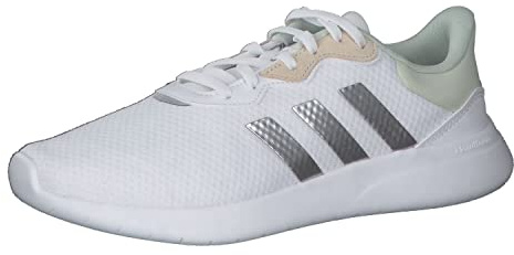 adidas Damen QT Racer 3.0 Sneaker, FTWR White/Silver met./Linen Green, 42 EU