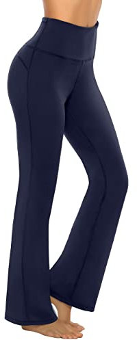 Persit Damen Schlaghose Yogahose, High Waist Freizeithose Sporthose Jazzpants Dunkelmarine - L