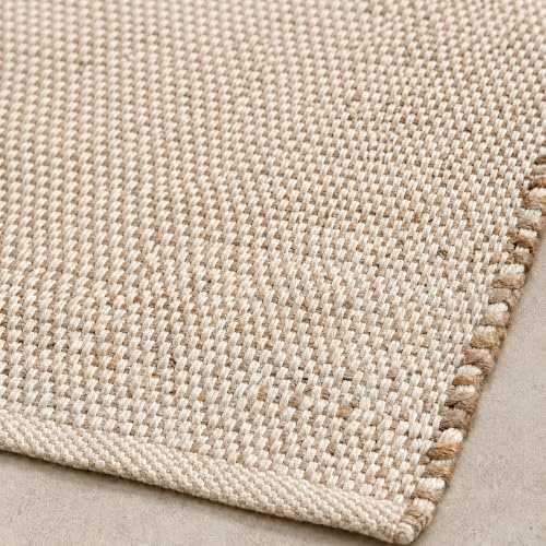 S & L Homes Jute Cotton Hand Woven Natural Farmhouse Area Rug for Living Room - Rustic Vintage Bohemian Décor - (8' x 10' Natural)
