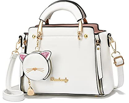 NICOLE & DORIS Petit Sac Bandoulière Mignon en PU Cuir pour Femme - Sacoche Crossbody D'épaule avec Porte-Monnaie Blanc