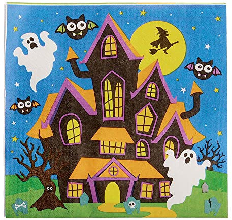 Baker Ross FX224 Halloween Party Servietten - 20 Stück, Bedruckte Papierservietten für den Kindergeburtstag
