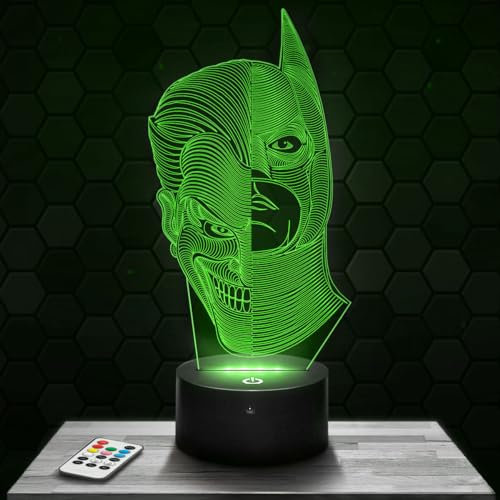 Lampephoto.fr Nachttischlampe - Touch-Nachtlicht Superheld/Joker 3D-LED-Lampe Illusion, Geschenkidee Weihnachten Geburtstag Junge und Mädchen Nachttischlampe Kinder- oder Erwachsenenzimmer TOP