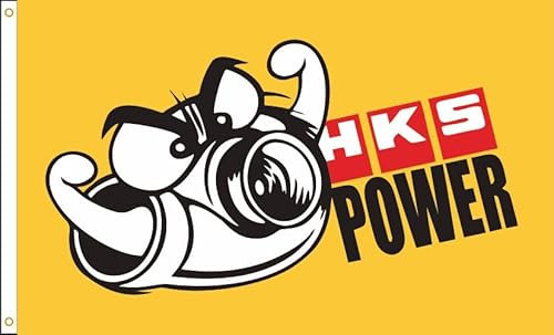 Eksent HKS Power Flagge, 90 x 150 cm, Polyester, bedrucktes Rennauto-Banner für Dekoration (Duplex-Druck, helles und lebendiges 150D-Polyester, Messingösen-Design ist langlebig)