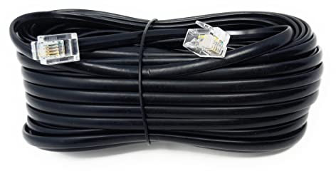 DRUT 10m RJ11 to RJ11 Telephone Landline Cable ADSL (6P4C) Flat Lead High Speed BT Internet Broadband Male to Male Router, Modem, Phone Extension Wire 33ft Black
