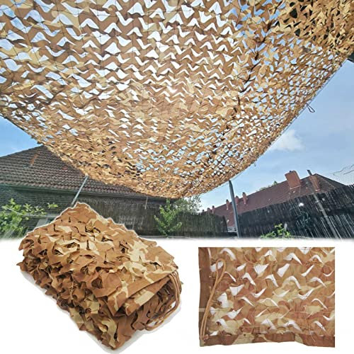 Filet De Camouflage Renforcé,Filet De Camouflage Crème Solaire,Filet Militaire,Camping,Chasse,Armée,Décoration,Filet De Camouflage Sable,Filet D'ombrage,Léger Et Durable,Desert-1.5x3m(4.9*9.8ft)