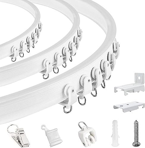 TOKPLNU Biegbare Deckenvorhangschiene für Erkerfenster, 4,26 m, gebogen, flexible Vorhangschiene, Decken- oder Wandmontage, robuste Vorhangschienen und Beschläge für Wohnmobil, Etagenbett, Raumteiler