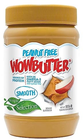 WOWBUTTER Smooth Toasted Soya Spread - Tastes Like Peanut Butter - Nut-Free, Vegan, Gluten Free, Halal & Kosher, Protein Spread - 7g Plant Protein, 1000mg Omega-3 per Serving, All-Natural (1)