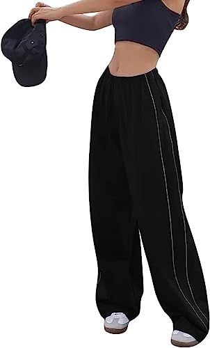 Odizli Damen High Waist Y2K Baggy Cargo Hose Frauen Jogginghose Track Pants Streetwear mit Taschen