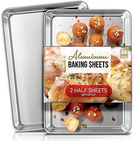 Eatex Aluminium-Backblech-Set, 2 Stück, 45,7 x 33 cm, Stahl-Backform-Set, hochwertige Backbleche zum Backen, antihaftbeschichtet, halbes Backblech, Backbleche für Ofen, halbe Blechpfanne