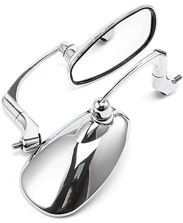 Motorrad Seitenspiegel Oval Rückspiegel 8mm 10mm für Cafe Racer Bobber Chopper (Silber)