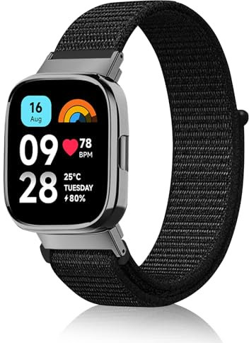 SeNool Bracelet Compatible avec Xiaomi Redmi Watch 3 Active, [Nylon Bande] [Léger Respirant, Facile Nettoyer], Remplacement Band Compatible avec Xiaomi Redmi Watch 3 Active (Noir)