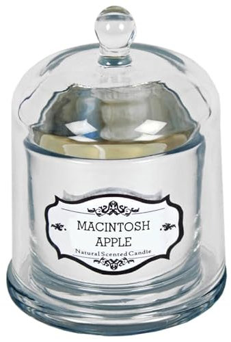 Scented Glass Macintosh Apple Bell Jar Natural Candle with Bell Cloche Lid