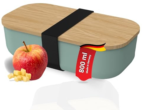 Vorratsdose 'Beech' Brotdose mit Bambusdeckel - Lunchbox To Go Kunststoff | Meal Prep, Bento Box, Frühstücksbox, Pausenbrot, Vesperbox, Snackbox, langlebig